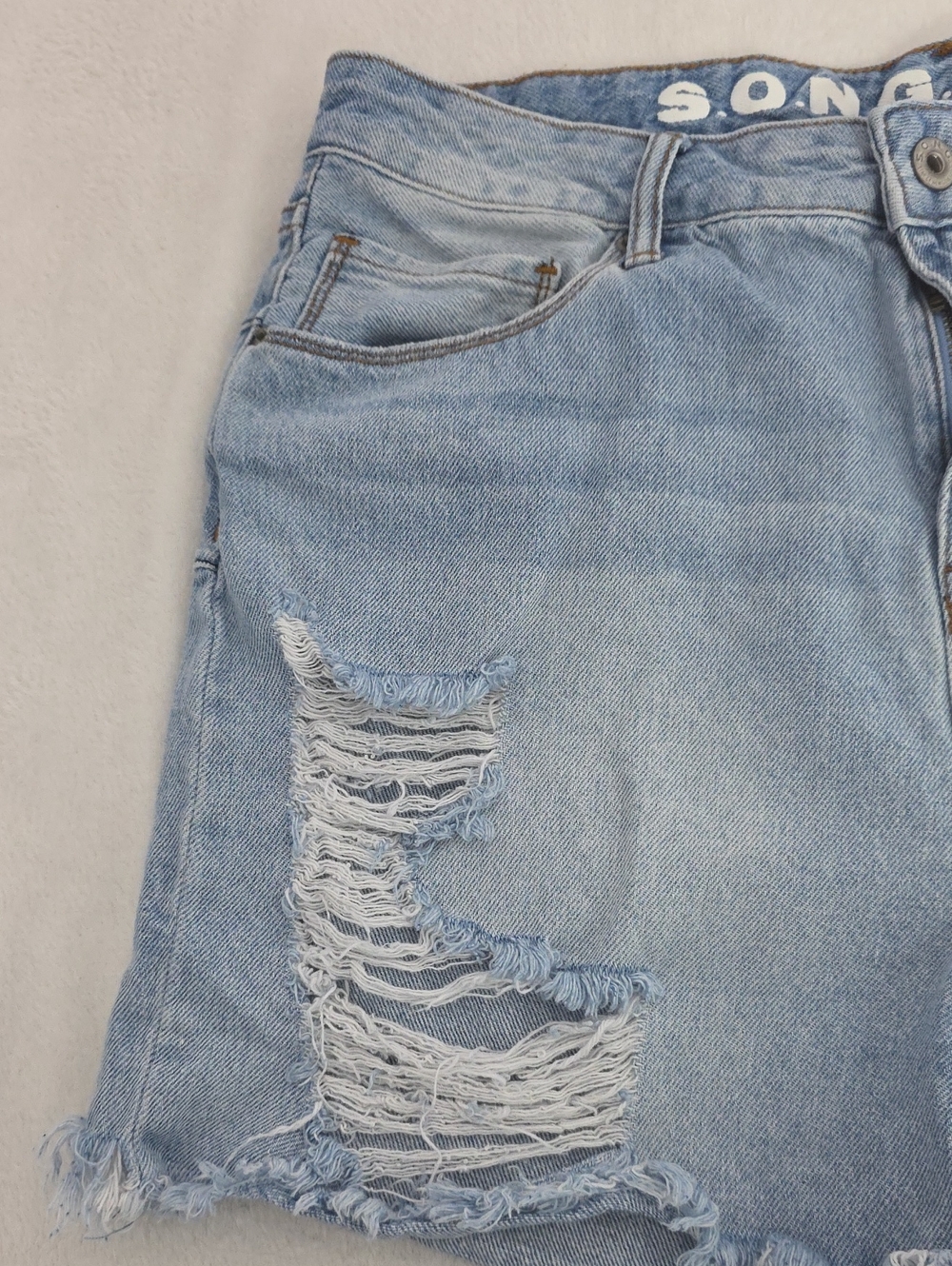 S.O.N.G. Super High Rise Curvy Distressed Denim Shorts Size 15/32 - Picture 2 of 11
